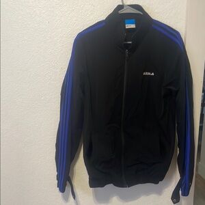 Adidas Black and Blue Sporty Windbreaker